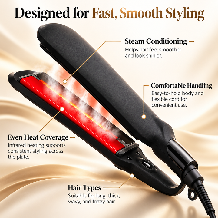Professional Hair Straightener Infrared Steam Ceramic Styler