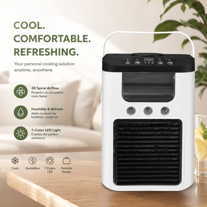 Portable Mini Evaporative Air Cooler Fan with LED Light