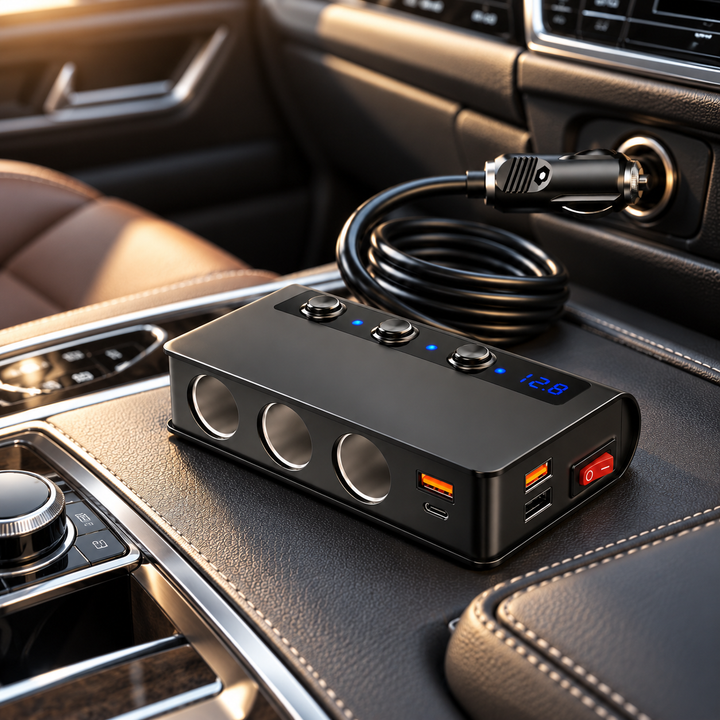 4 Port Car Charger Adapter Cigarette Lighter Socket Splitter USB