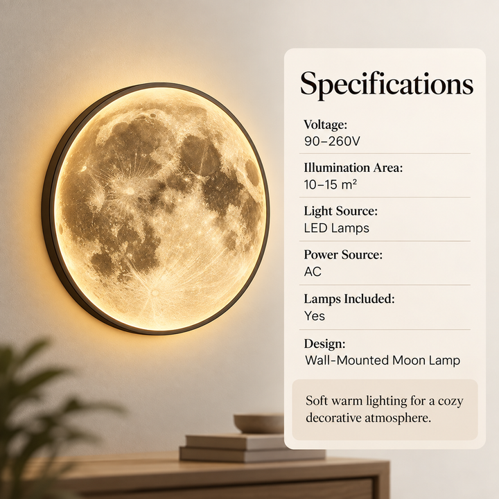 LED Moon Lamp 3D Printed Night Light Adjustable Brightness
