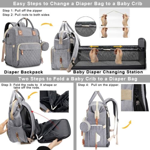 Travel Cot and Changing Bag Set Baby Travel Bed and Diaper Bag Combo