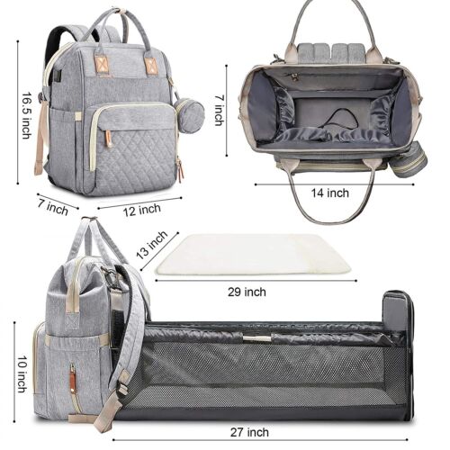 Travel Cot and Changing Bag Set Baby Travel Bed and Diaper Bag Combo
