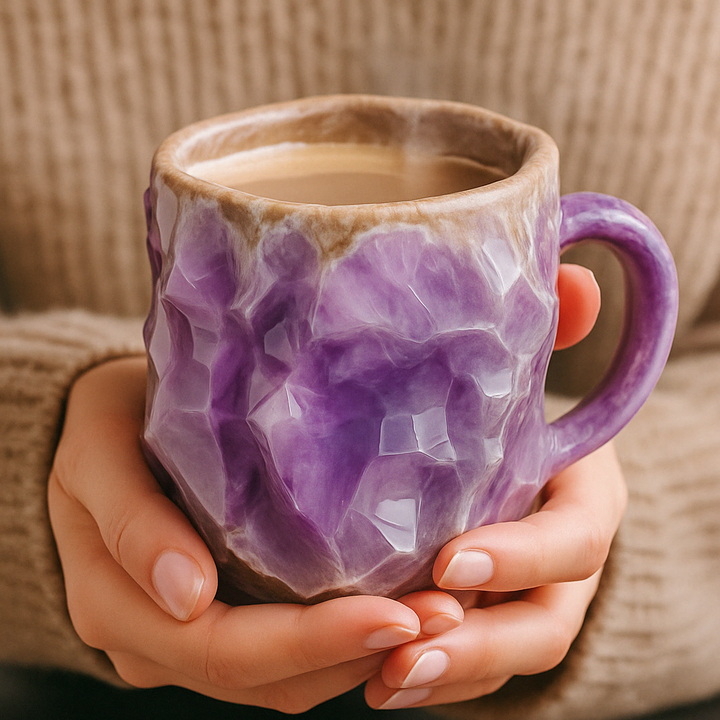 Ceramic Coffee Mug with Crystal Stone Pattern Cup