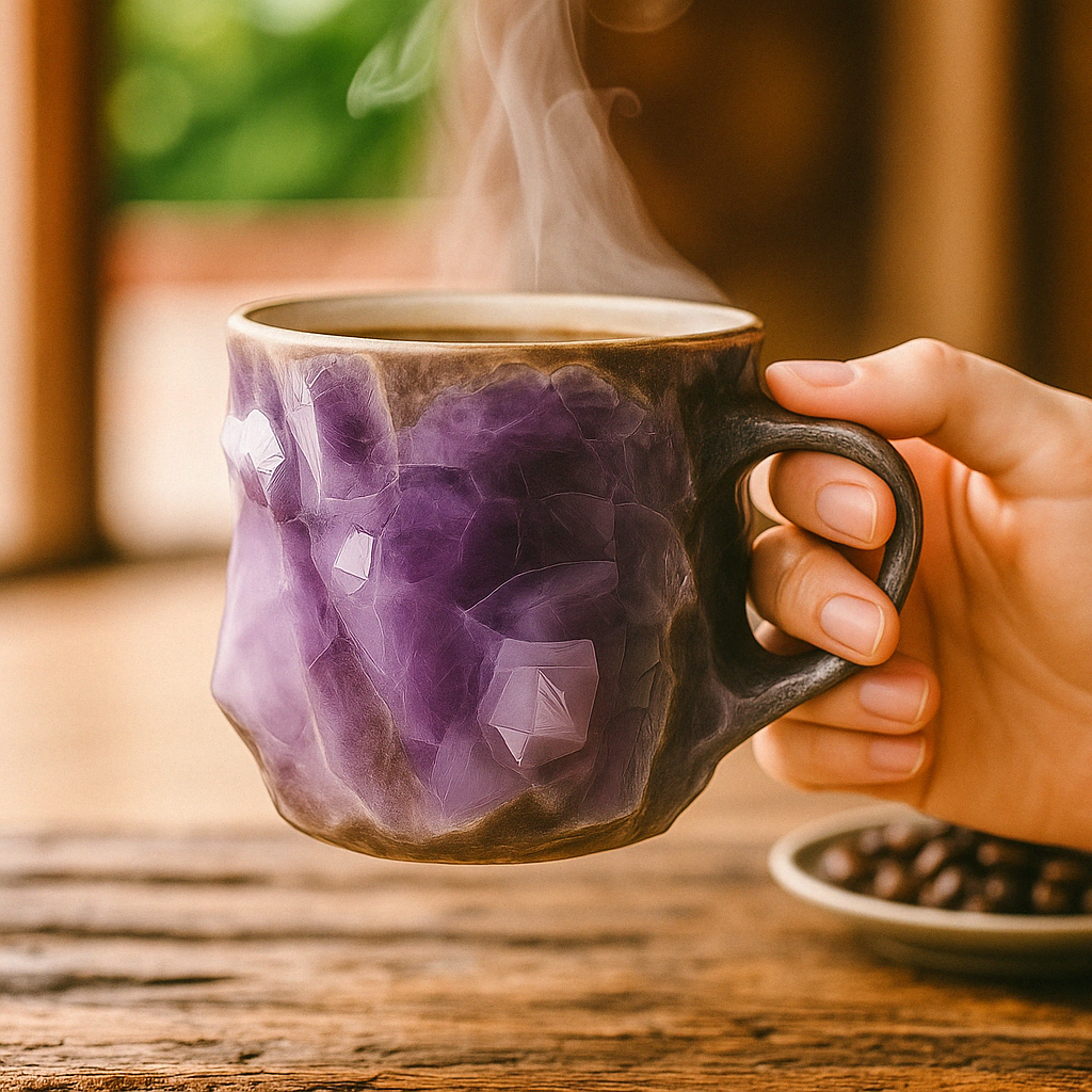 Ceramic Coffee Mug with Crystal Stone Pattern Cup