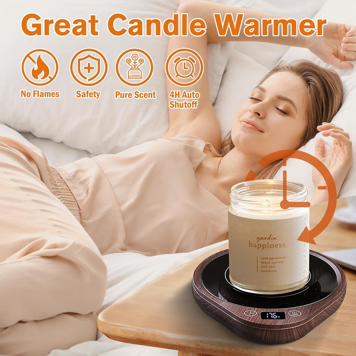 Electric Coffee Mug Warmer Heating Plate Set Circular Hot Drink Warmer