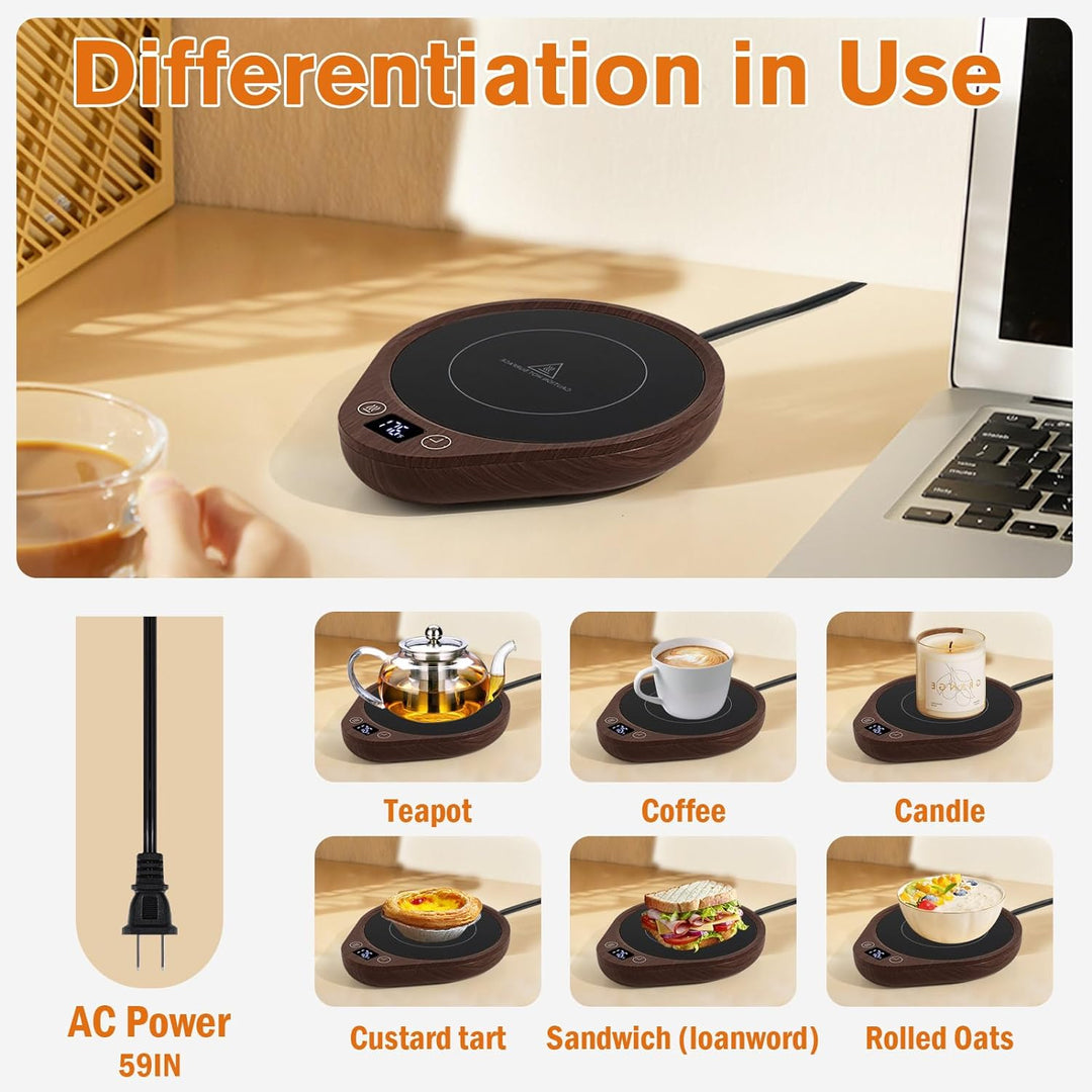 Electric Coffee Mug Warmer Heating Plate Set Circular Hot Drink Warmer