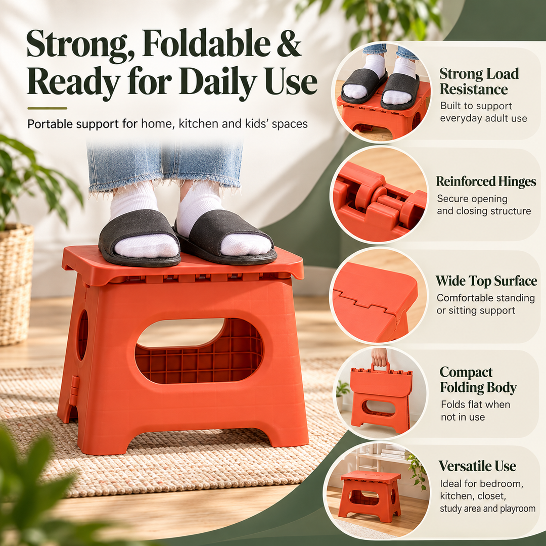 Folding Step Stool with Handle Lightweight Non Slip Kitchen Stool