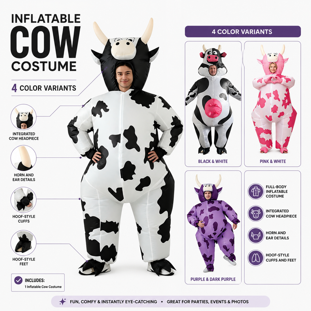 Inflatable Cow Ride-On Costume Adults Halloween Funny