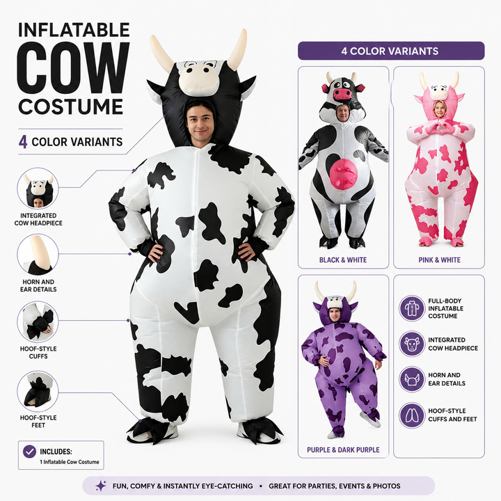 Inflatable Cow Ride-On Costume Adults Halloween Funny