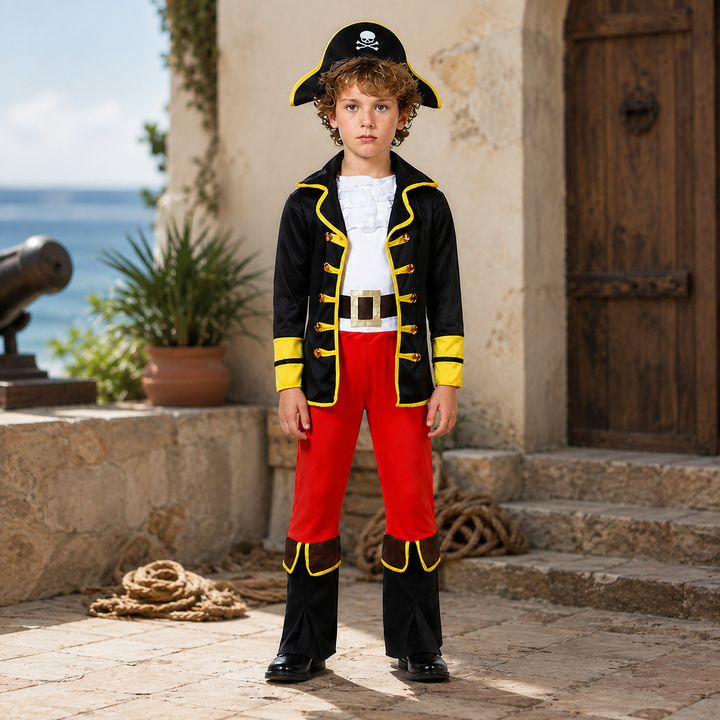 Kids Pirate Captain Costume with Hat Halloween Boys Girls