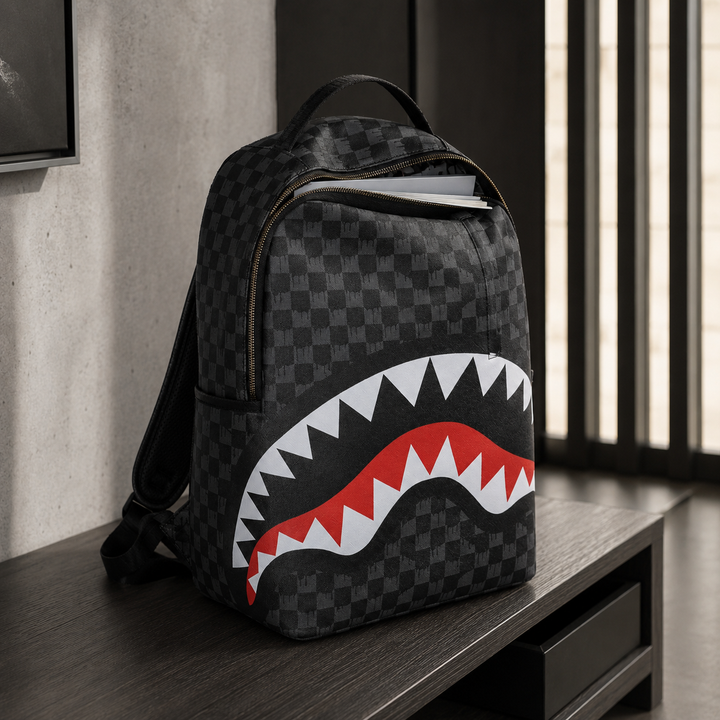 Shark Mouth Graffiti School Backpack Street Style Skateboard Bag Large Capacity