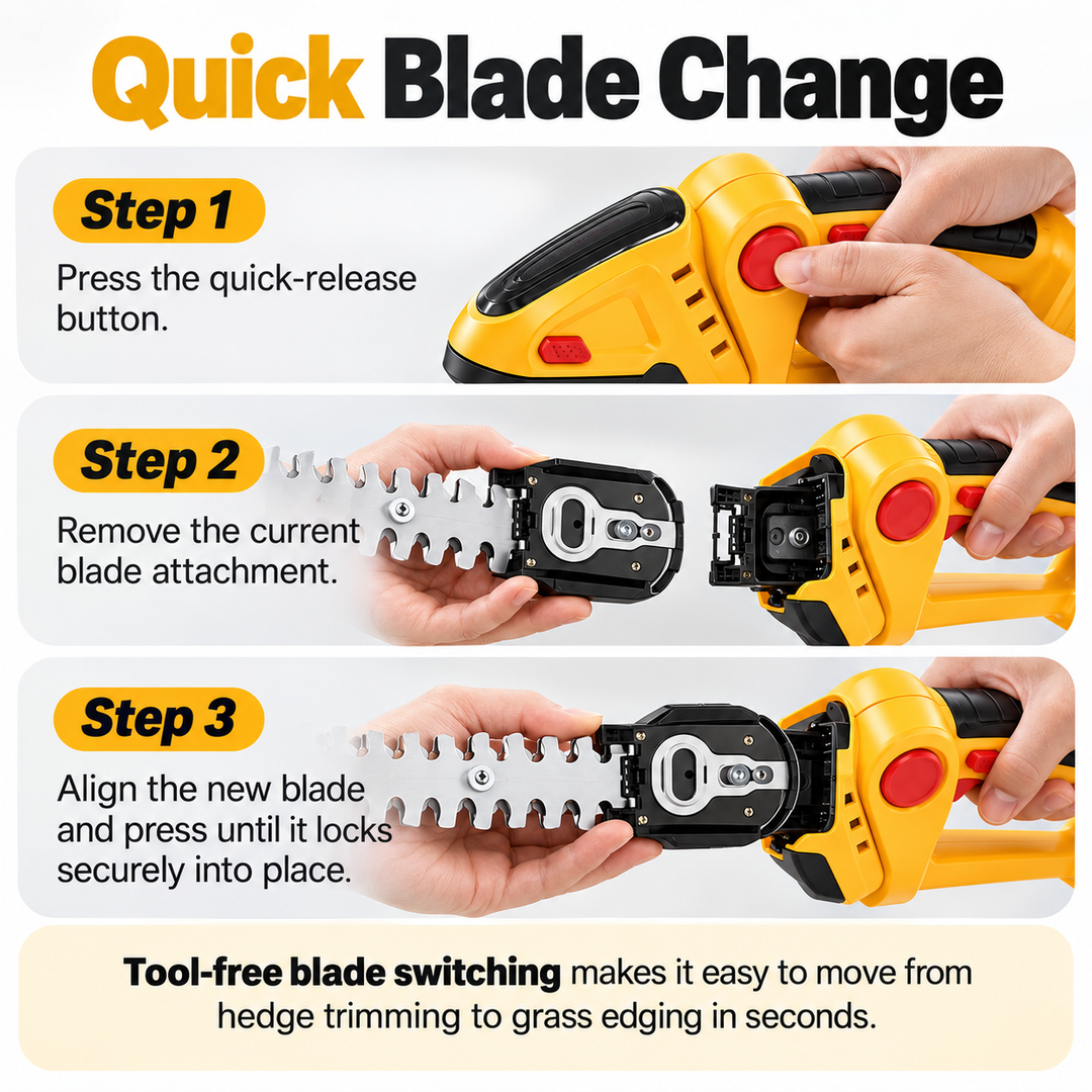 Cordless 2-in-1 Hedge and Shrub Trimmer Lightweight Garden Tool