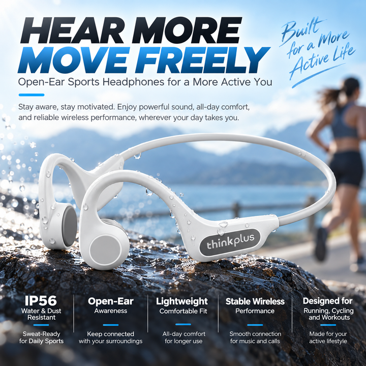 Bone Conduction Headphones Bluetooth 5.3 Open Ear Waterproof for Sport