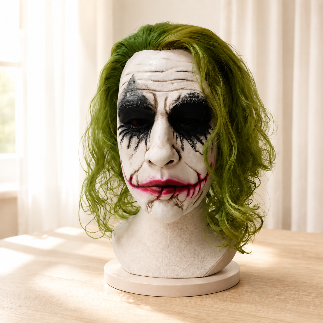 Joker Green Hair Clown Latex Mask Halloween Horror Adult