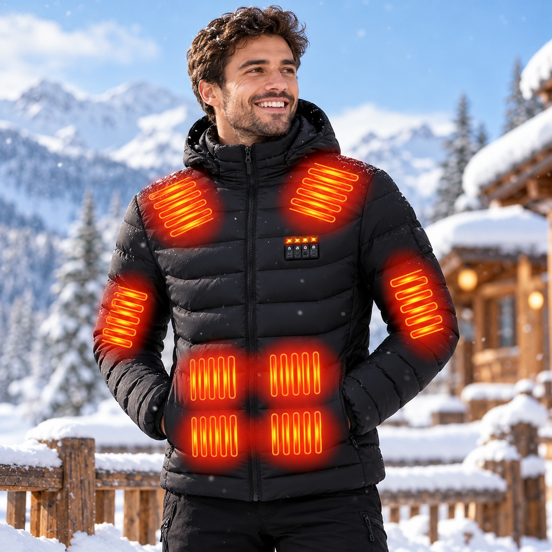Heated Puffer Jacket 21 Heating Zones Adjustable Temperature