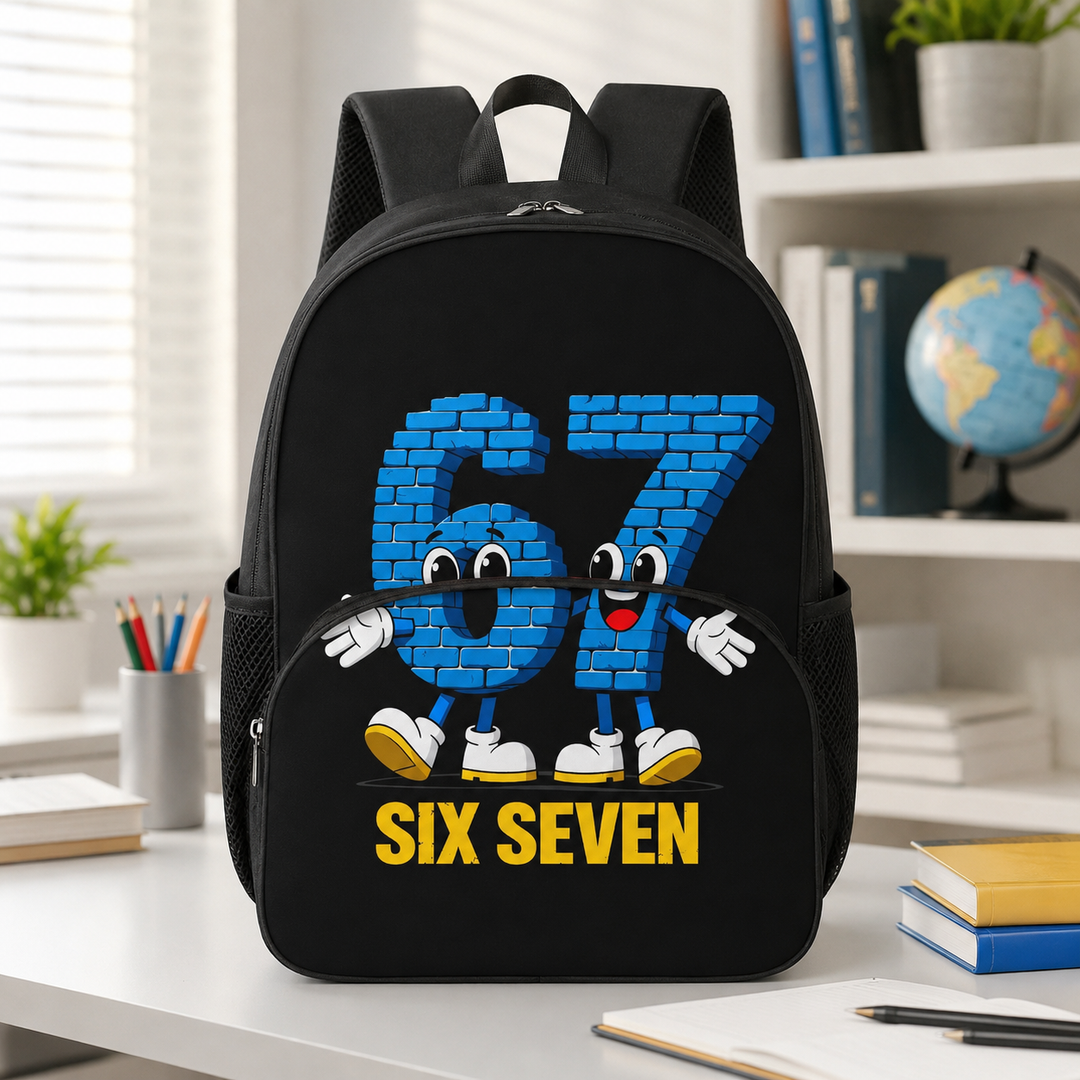 Six Seven 67 Kids Round Pocket School Backpack