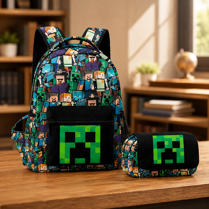 Minecraft Boys 3-Piece School Backpack Set with Lunch Bag &amp; Pencil Case