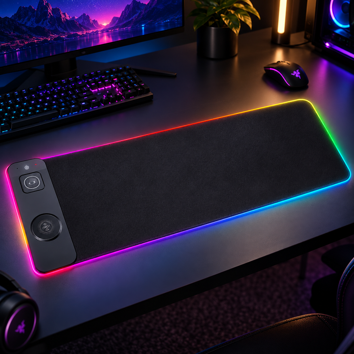 Wireless Charging Desk Mat RGB Mouse Pad with Charger