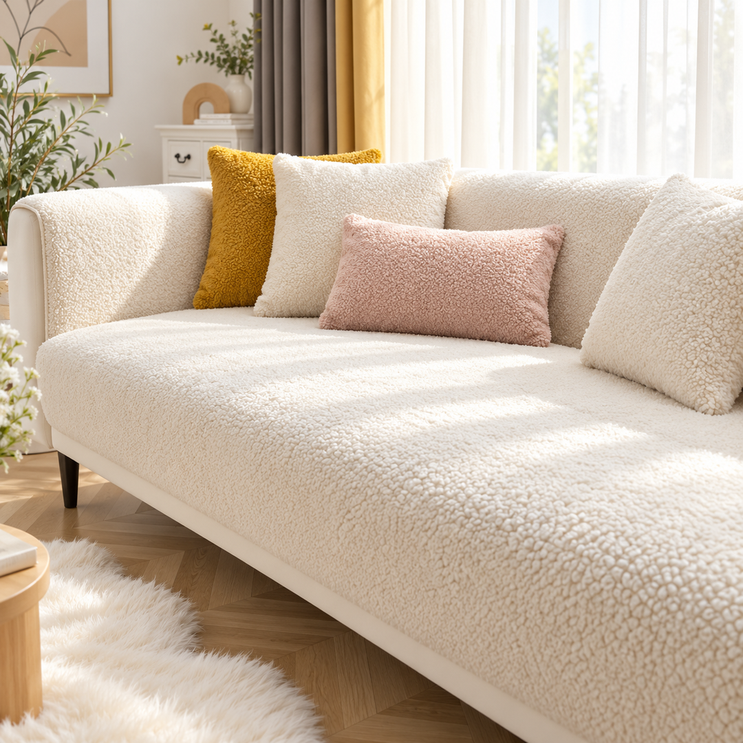 Waterproof Sofa Cover Sherpa Fleece Couch Protector Washable