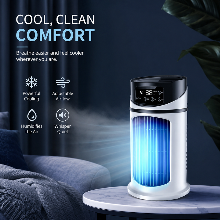 Portable Air Conditioner Desk Fan Humidifier with Timer Quiet Air Cooler