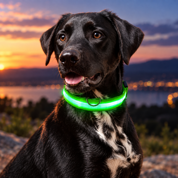 Light Up Dog Collar Rechargeable LED Flashing Adjustable Night Safe