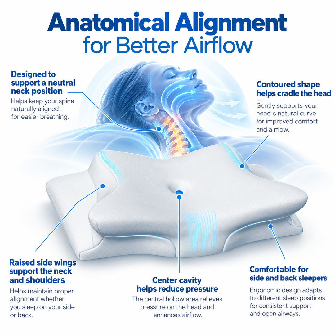 Cervical Pillow for Sleep Apnea Snoring Relief Neck Support