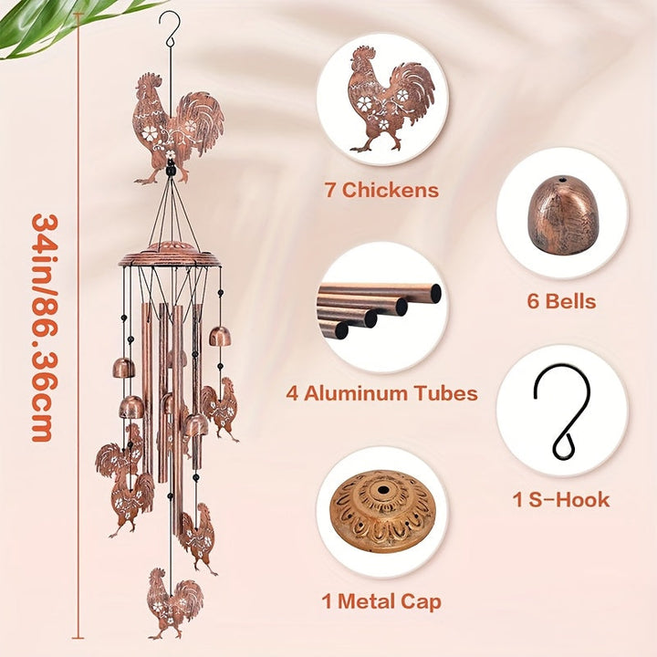 Chicken Shaped Wind Chime Outdoor Indoor Garden Decoration 34 Inch
