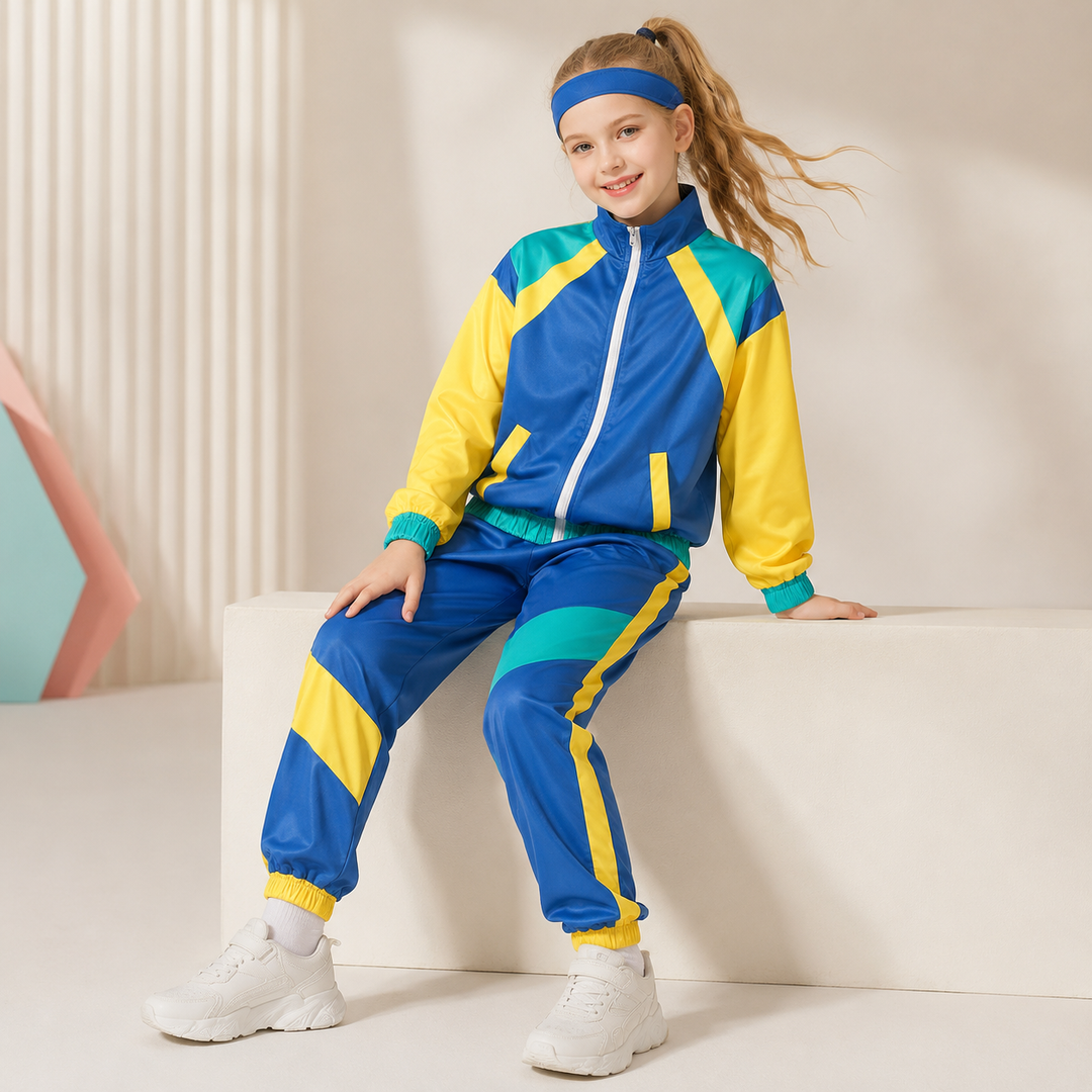 Kids Retro Tracksuit Costume 80s Dance Outfit Halloween