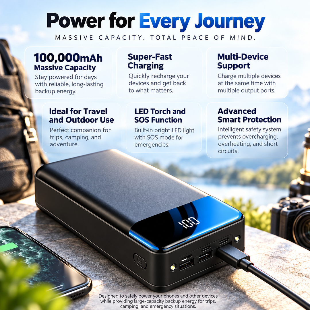 100000mAh Power Bank Portable Fast Charging External Battery