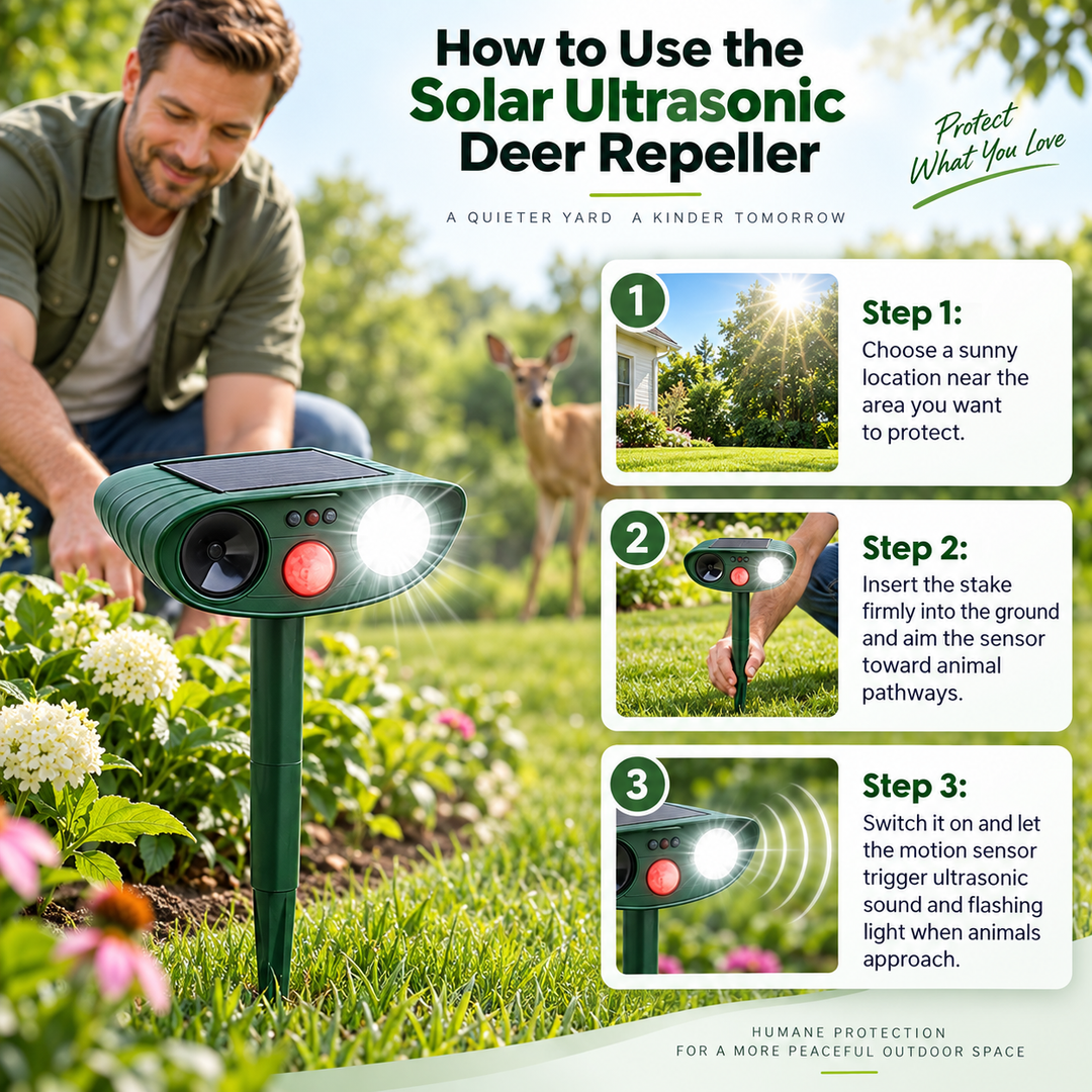 Solar Ultrasonic Deer Repeller 4 Pack Garden Deterrent
