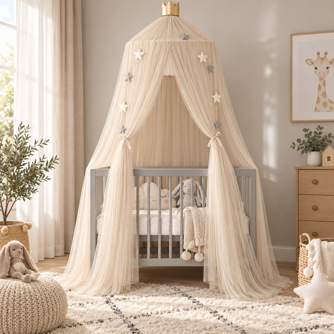 Baby Bed Curtain Round Crib Canopy Mosquito Net for Nursery Cot