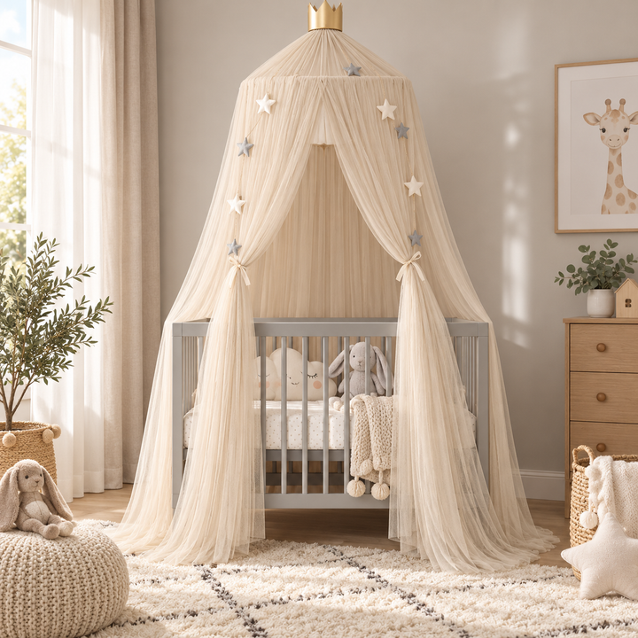 Baby Bed Curtain Round Crib Canopy Mosquito Net for Nursery Cot