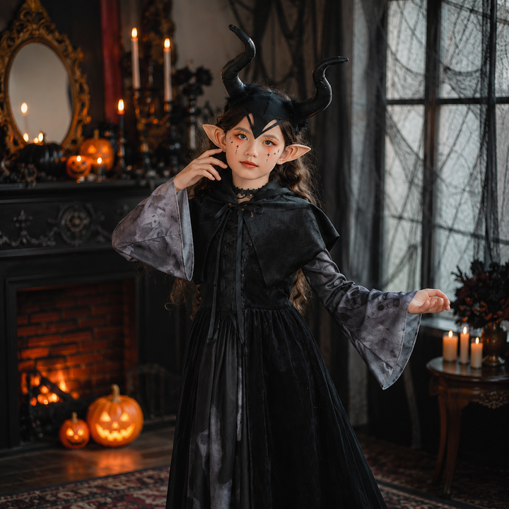 Girls Witch Vampire Skeleton Long Dress Costume Halloween