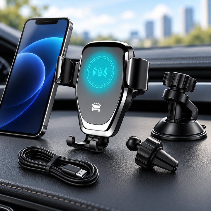 Wireless Car Charger and Phone Mount Fast Charging