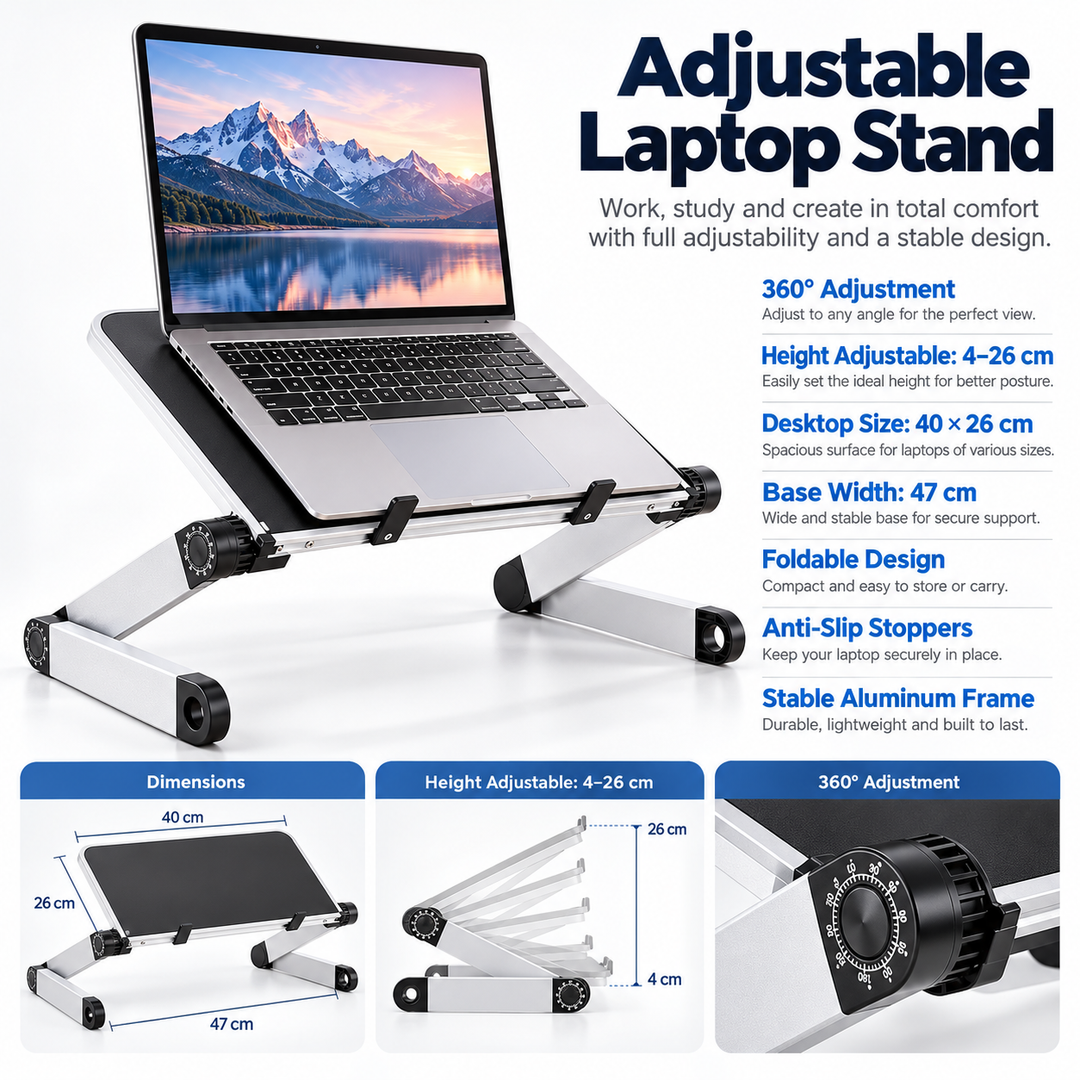 Adjustable Laptop Stand for Couch Bed Portable Lap Desk