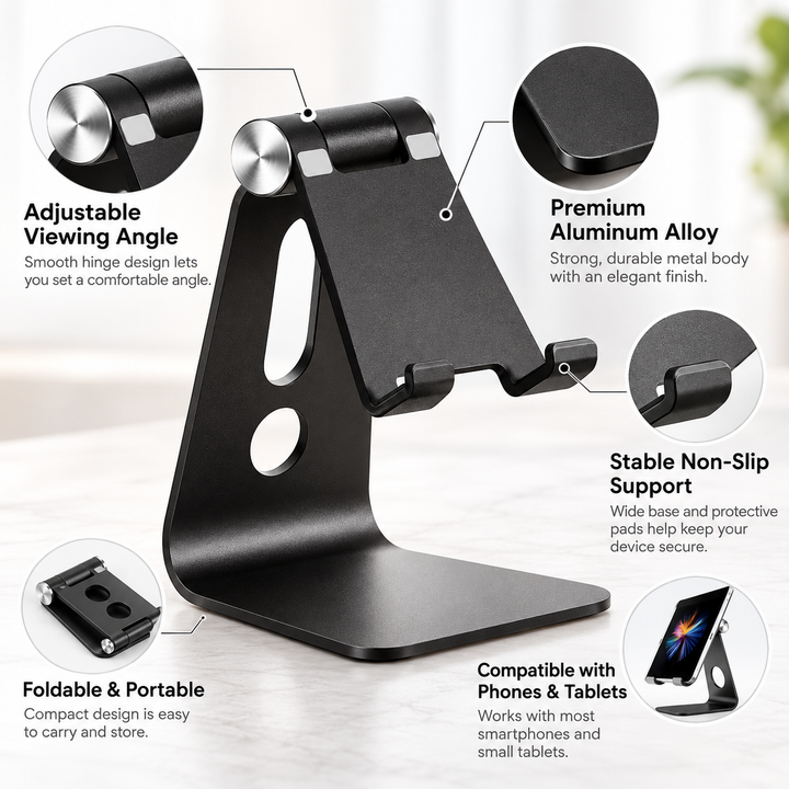 Aluminium Tablet Stand Adjustable Desk Holder for iPad Phone