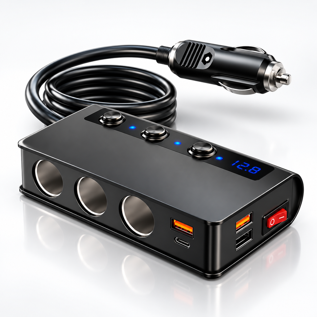 4 Port Car Charger Adapter Cigarette Lighter Socket Splitter USB