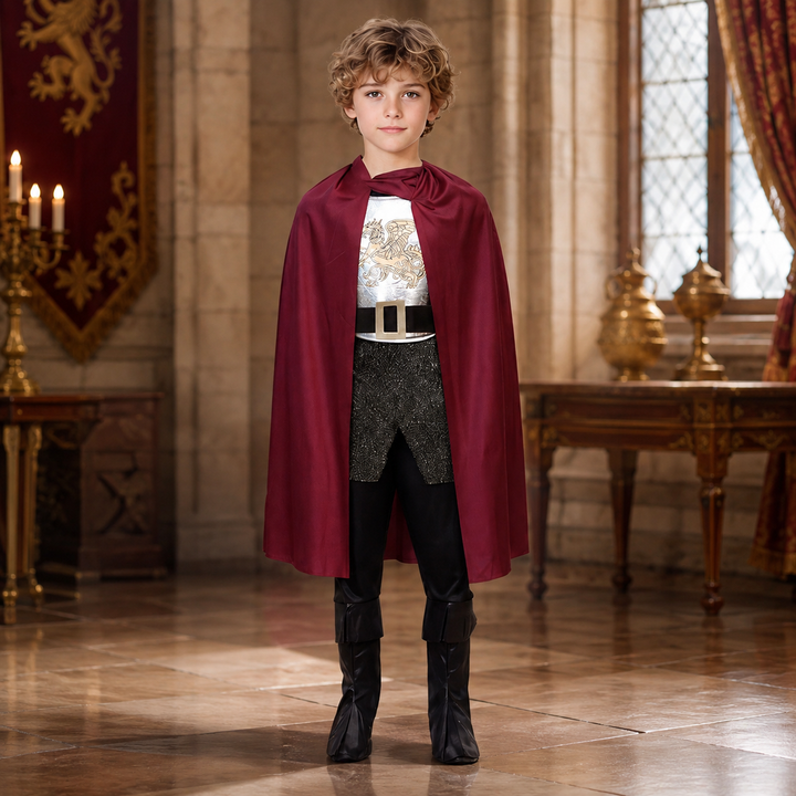 Kids King Costume with Crown and Cape Halloween Boys