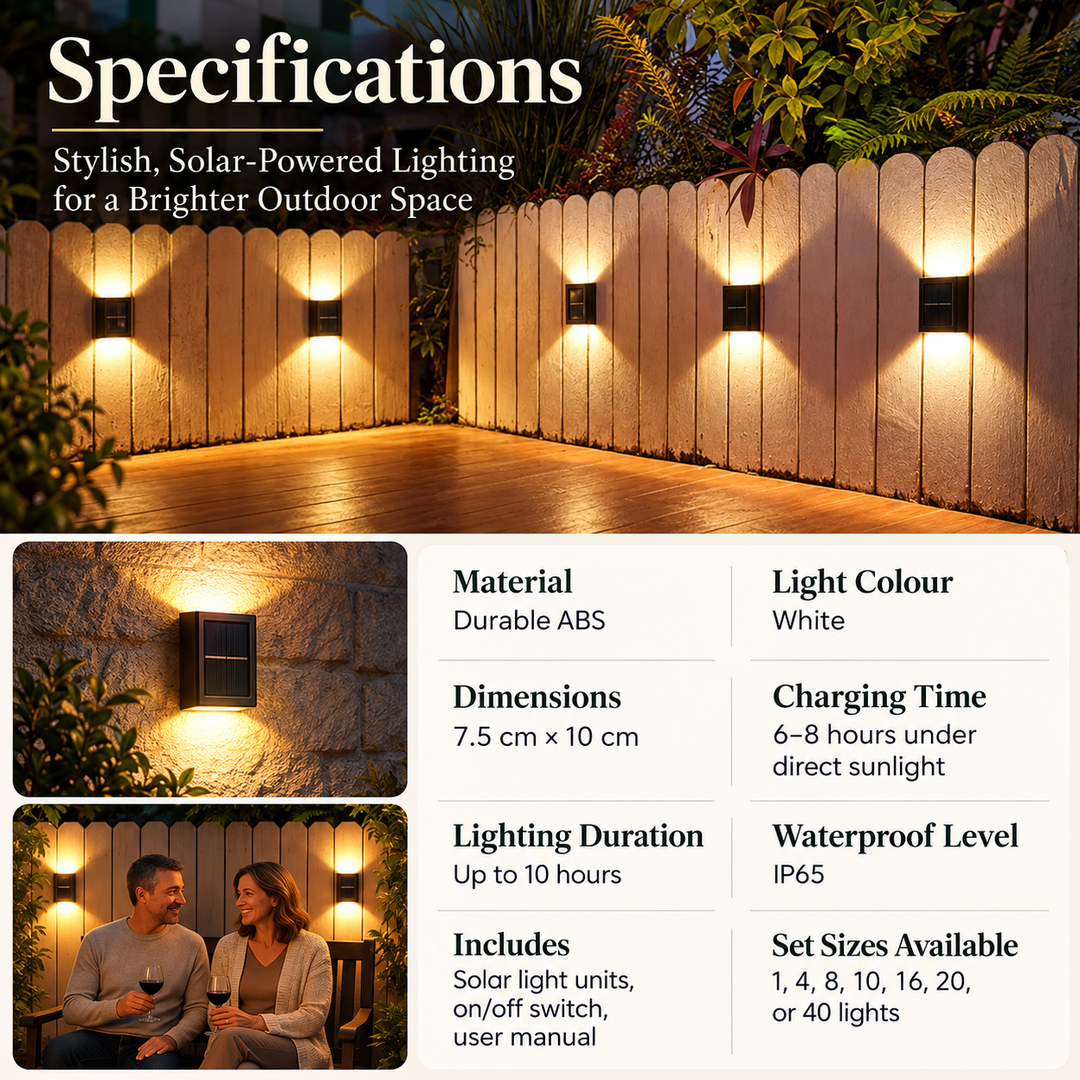 Wireless Solar LED Wall Lights Outdoor Garden Pathway Light