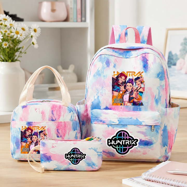 KPop Demon Hunters 3-Piece School Backpack Set with Lunch Bag and Pencil Case for Girls