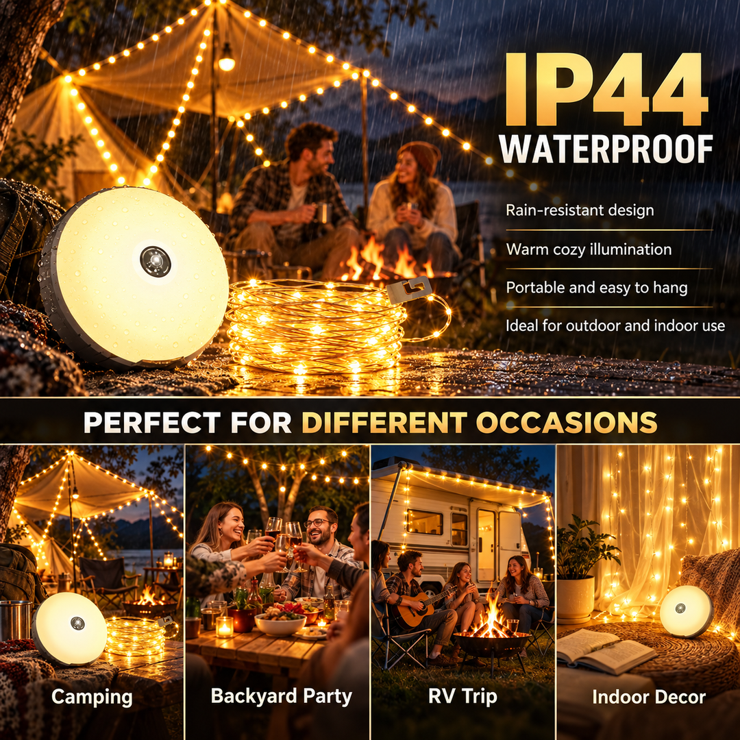 4 in 1 Camp Light Rechargeable Lantern String Lights Power Bank
