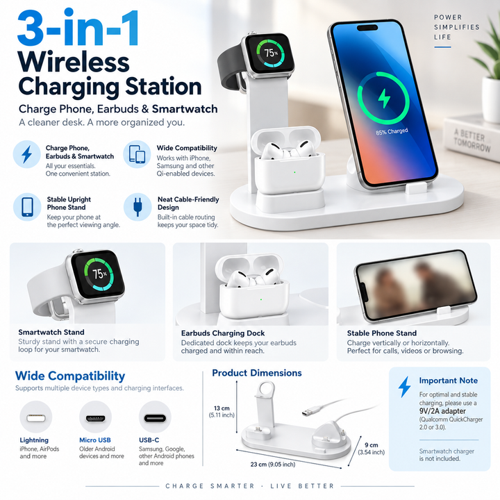7 in 1 Wireless Charging Station Fast Charger for Phone Watch