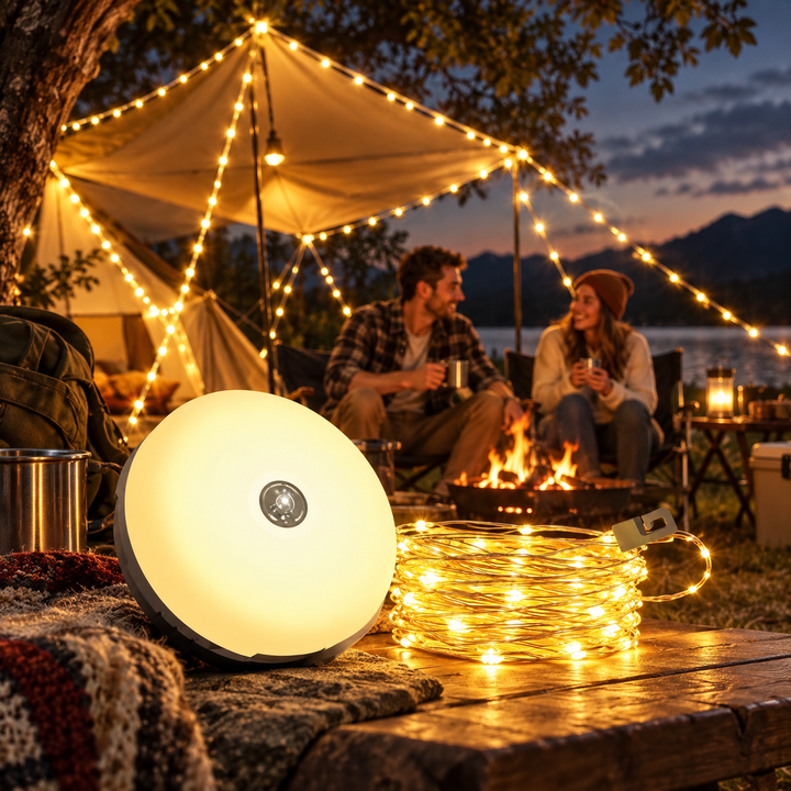 4 in 1 Camp Light Rechargeable Lantern String Lights Power Bank