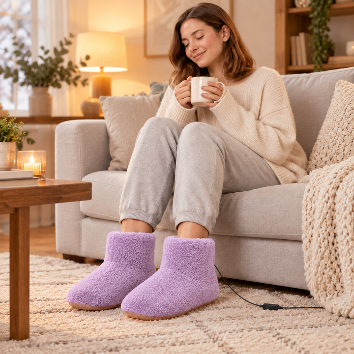 Rechargeable Heated Slippers USB Electric Foot Warmers for Home