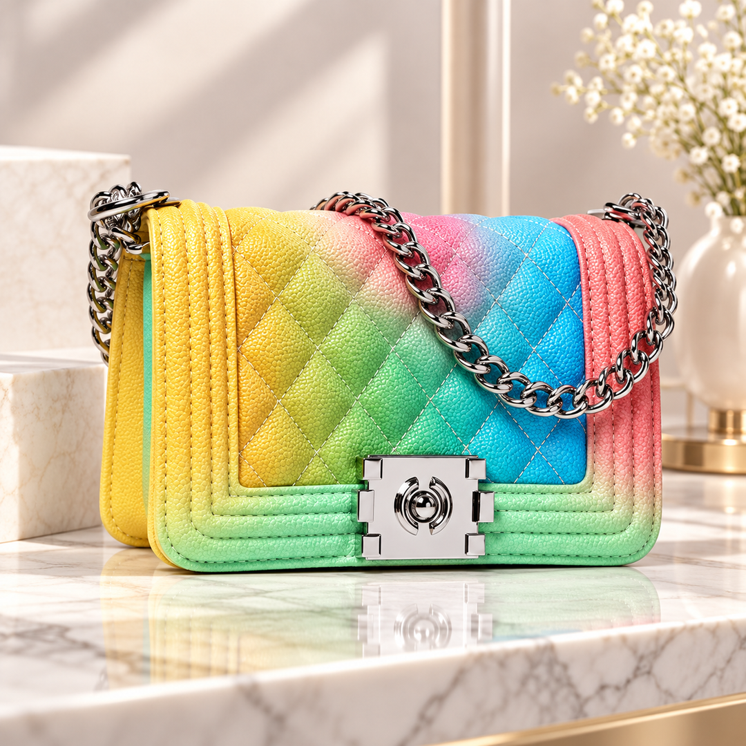 Cross Body Rainbow Purse Colourful Shoulder Handbag for Women