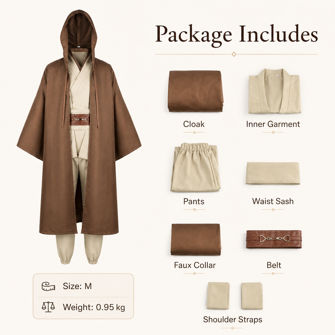 Mens Jedi Robe and Cloak Costume Set Halloween Cosplay