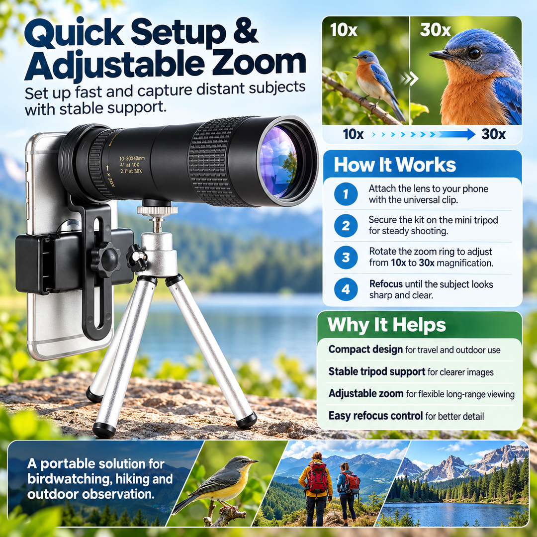 High Power Monocular Telescope 10x Waterproof for Outdoors