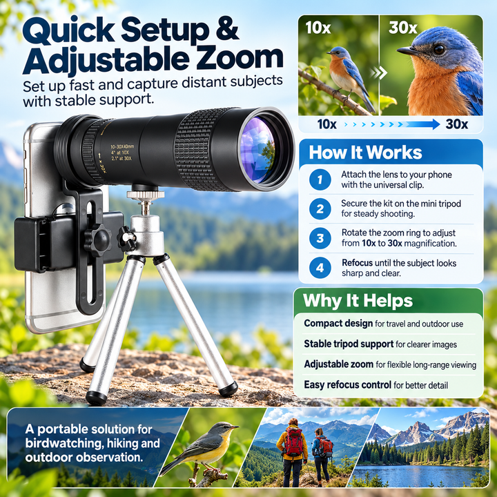 High Power Monocular Telescope 10x Waterproof for Outdoors