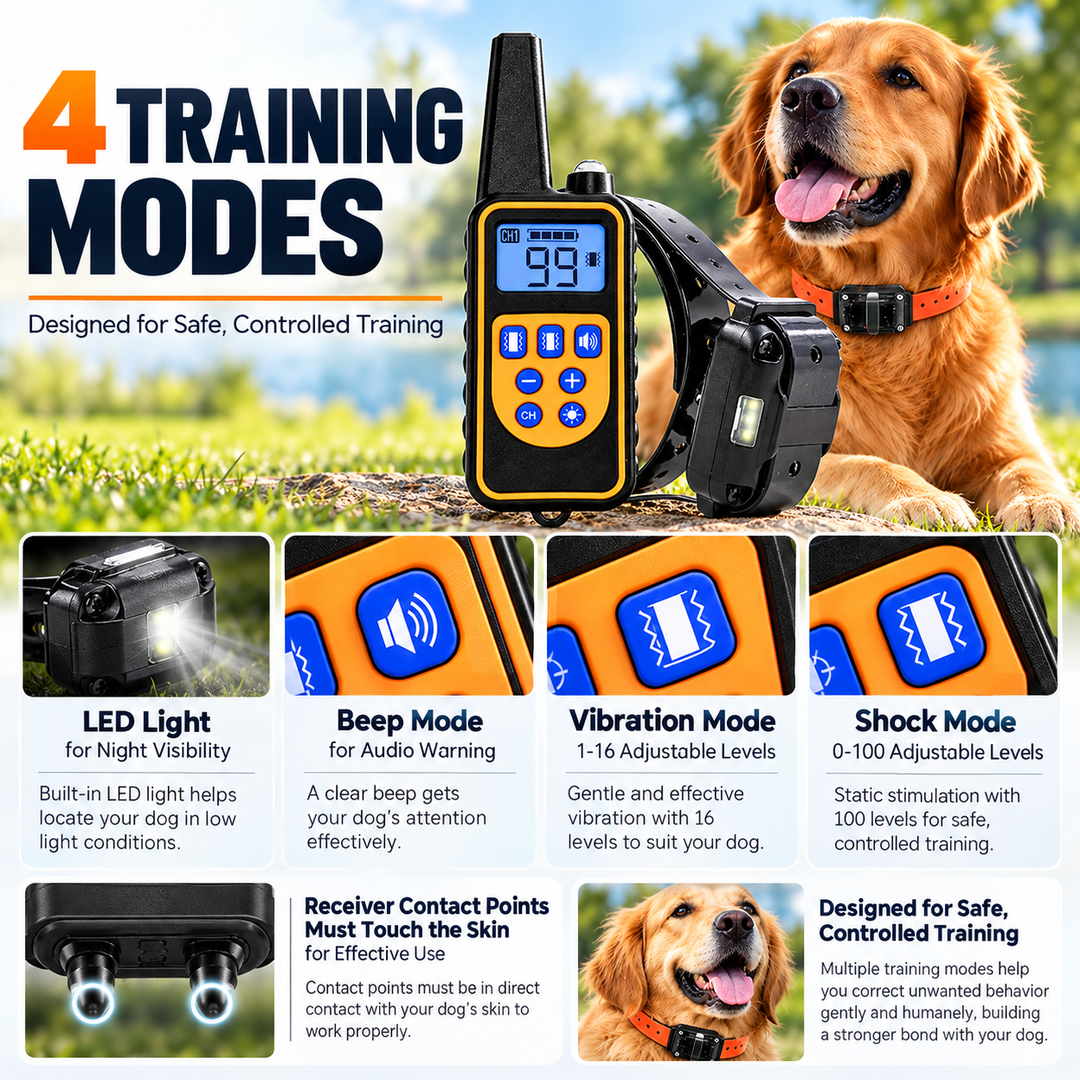 800M Rechargeable Electric Dog Training Collar Waterproof with Remote