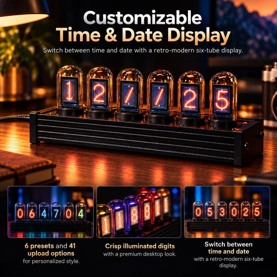 Nixie Tube Style Clock Retro Digital Desk Clock USB Powered